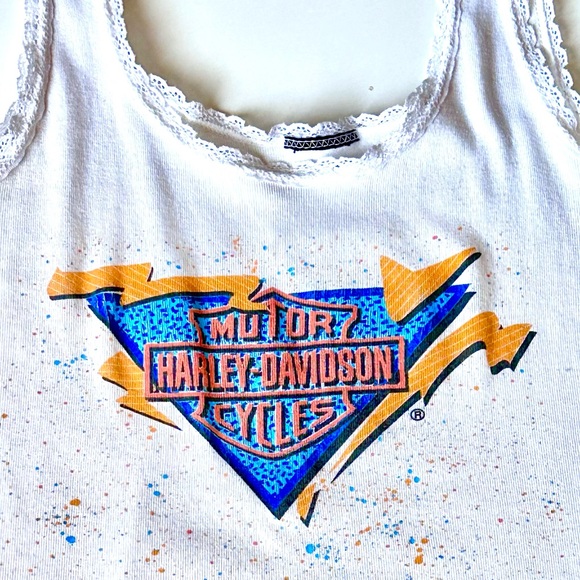 Harley-Davidson Tops - 🔥 RARE WhiteVintage 1992 Harley-Davidson Lace Trim Tank – Fink’s Zanesville OH 🔥